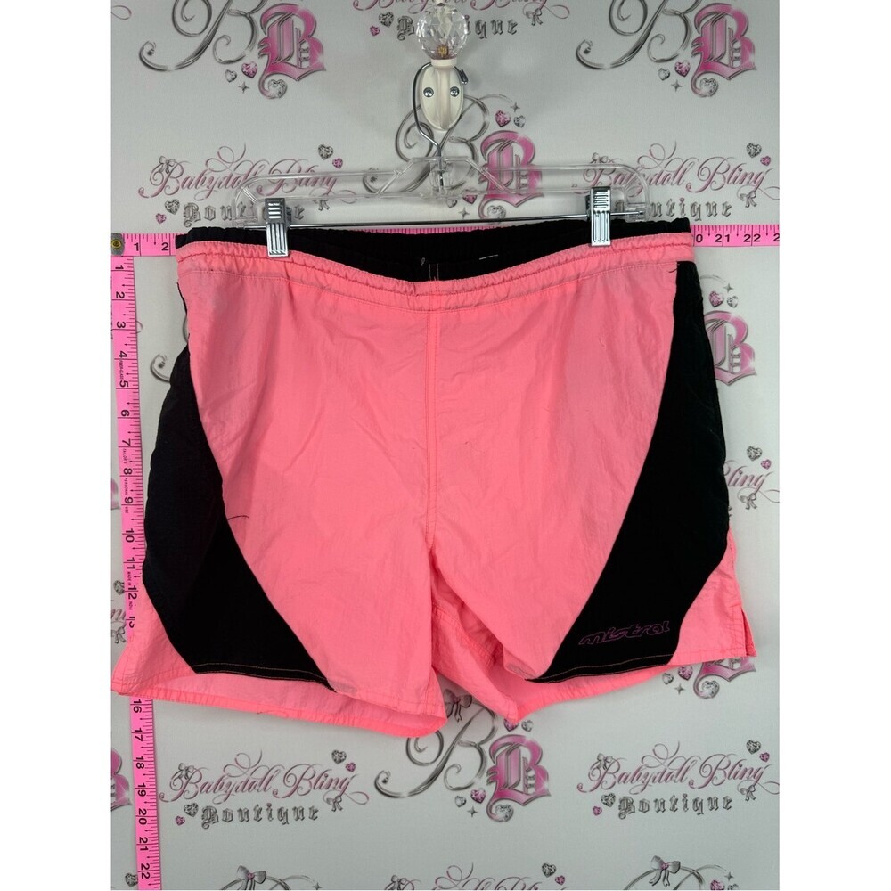 Mistral shorts vintage neon Women's Pink Athletic Shorts with Black Panels